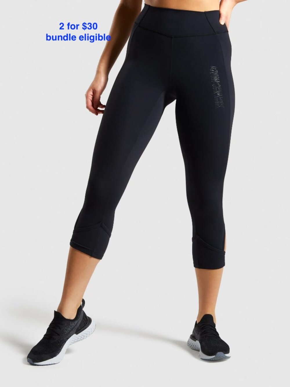 Gymshark Studio High-Waisted Cropped Leggings Black Calf Cutout M
